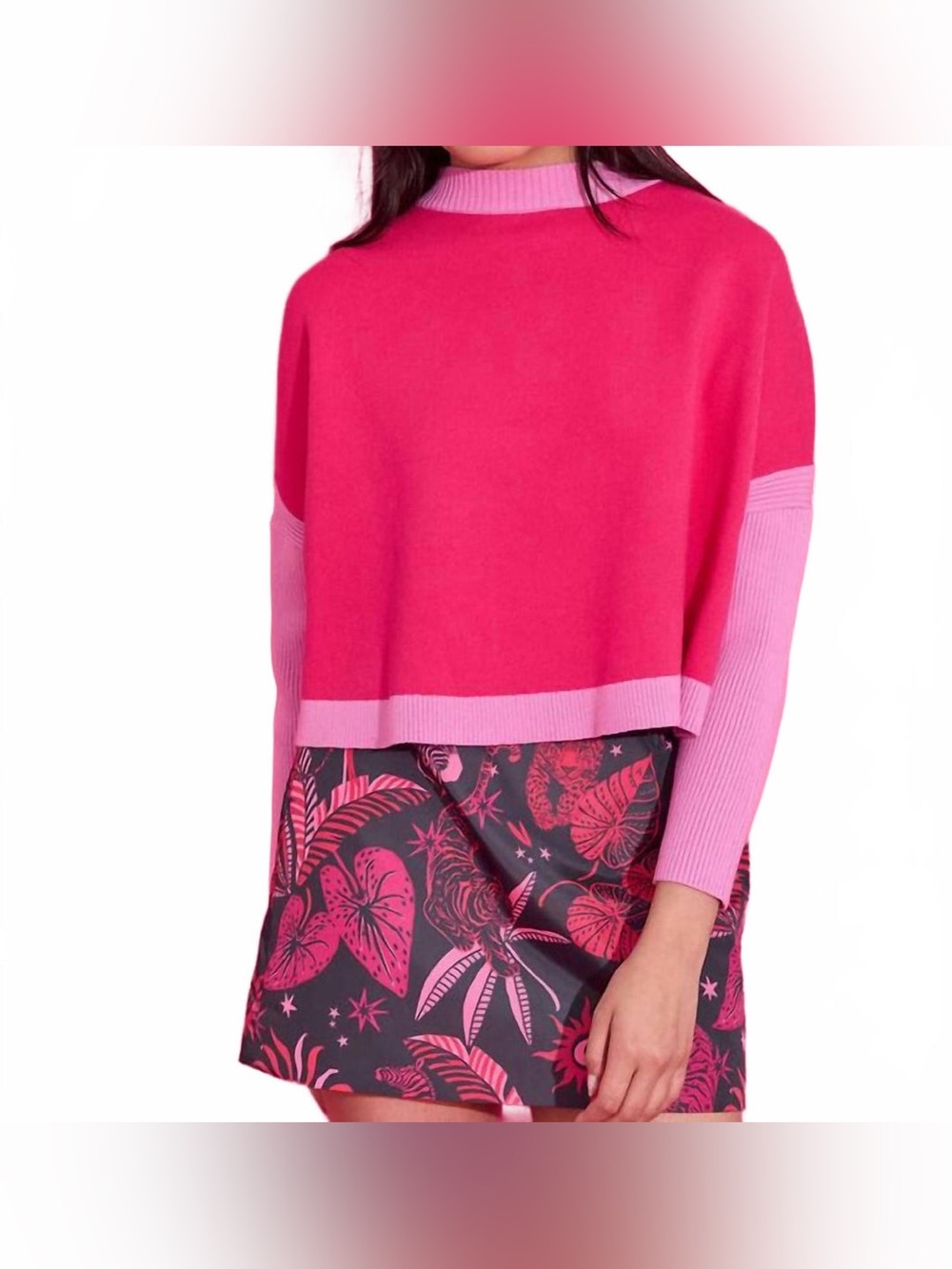 Alden Adair Bright Pink Long Sleeve Boxy Sweater